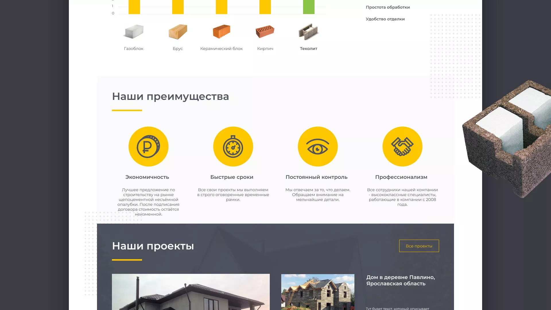 Создание сайта для строительной компании «ЭКОДОМ» в Рошале