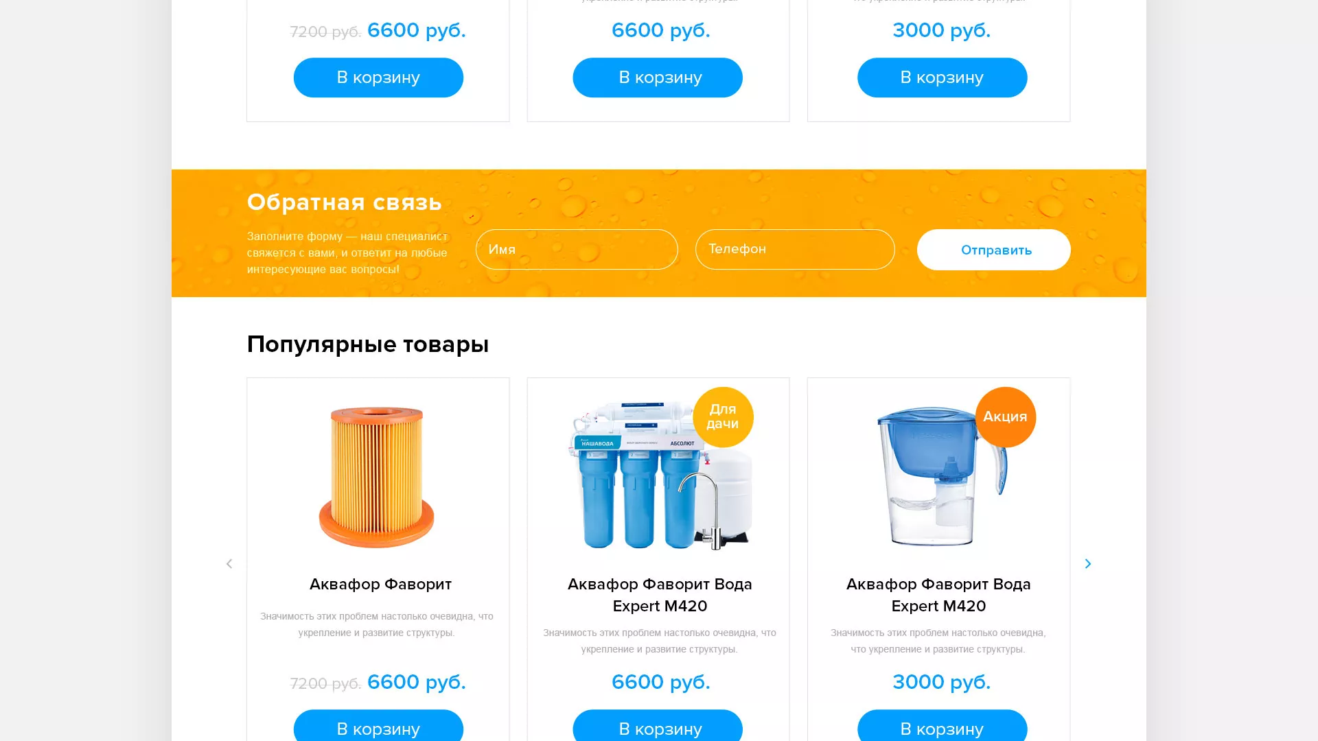 Создание интернет-магазина «Водолей» по продаже фильтров очистных сооружений в Рошале
