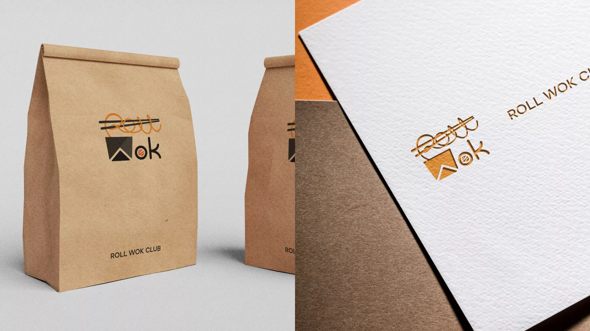 Разработка логотипа суши-бара «Roll Wok Club» в Рошале