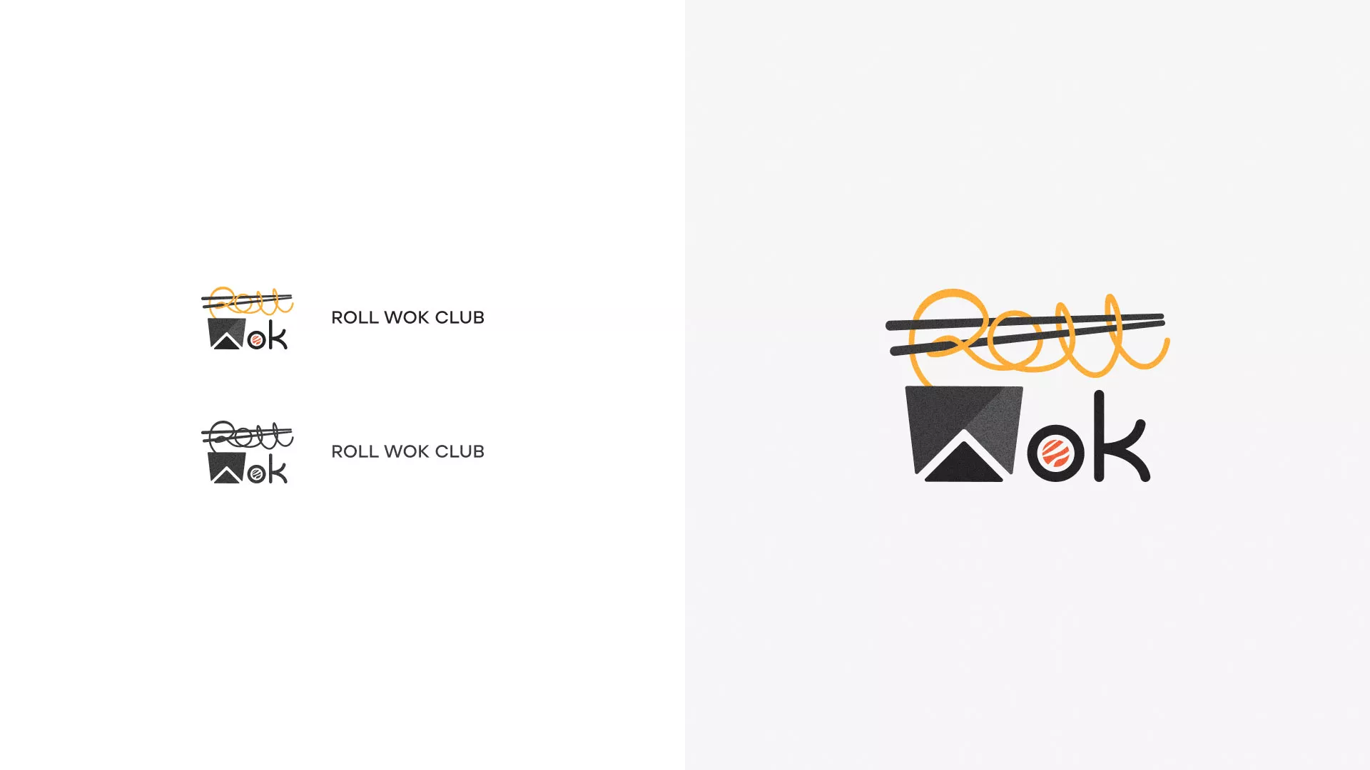 Разработка логотипа суши-бара «Roll Wok Club» в Рошале