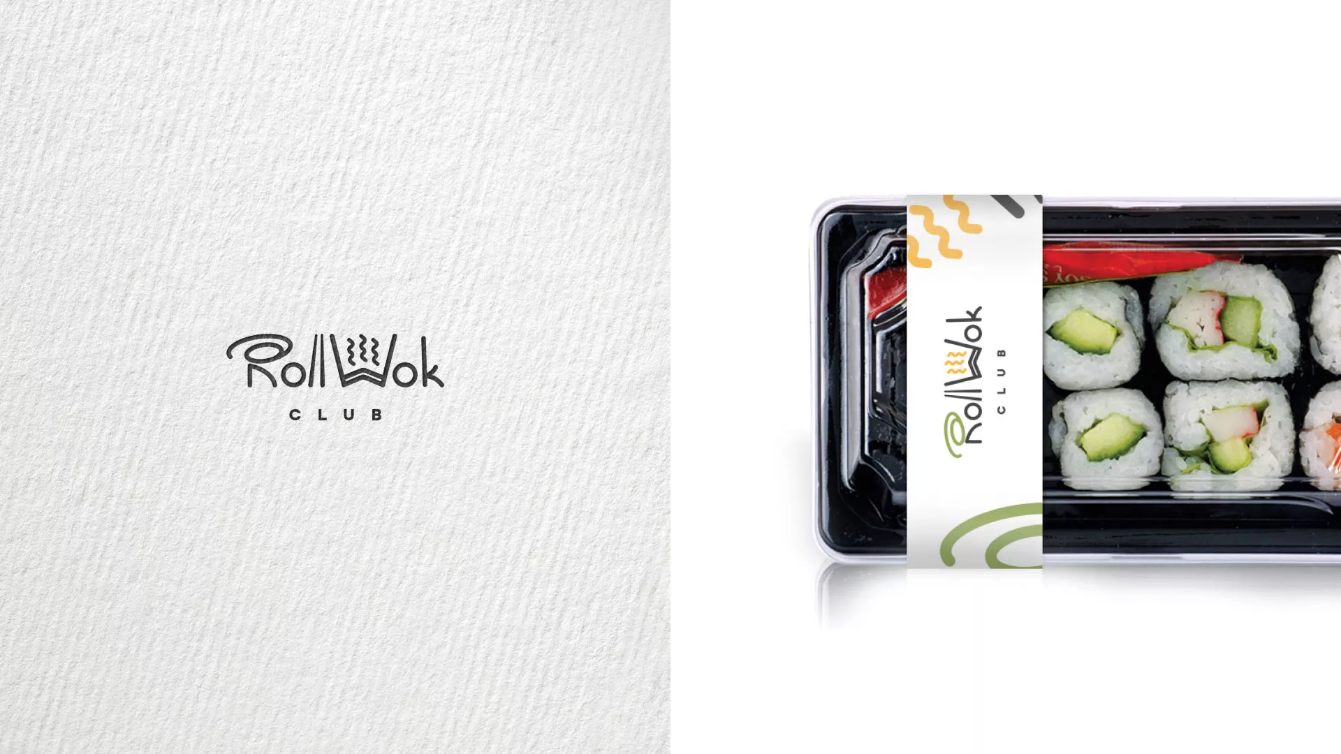 Создание дизайна упаковки суши-бара «Roll Wok Club» в Рошале